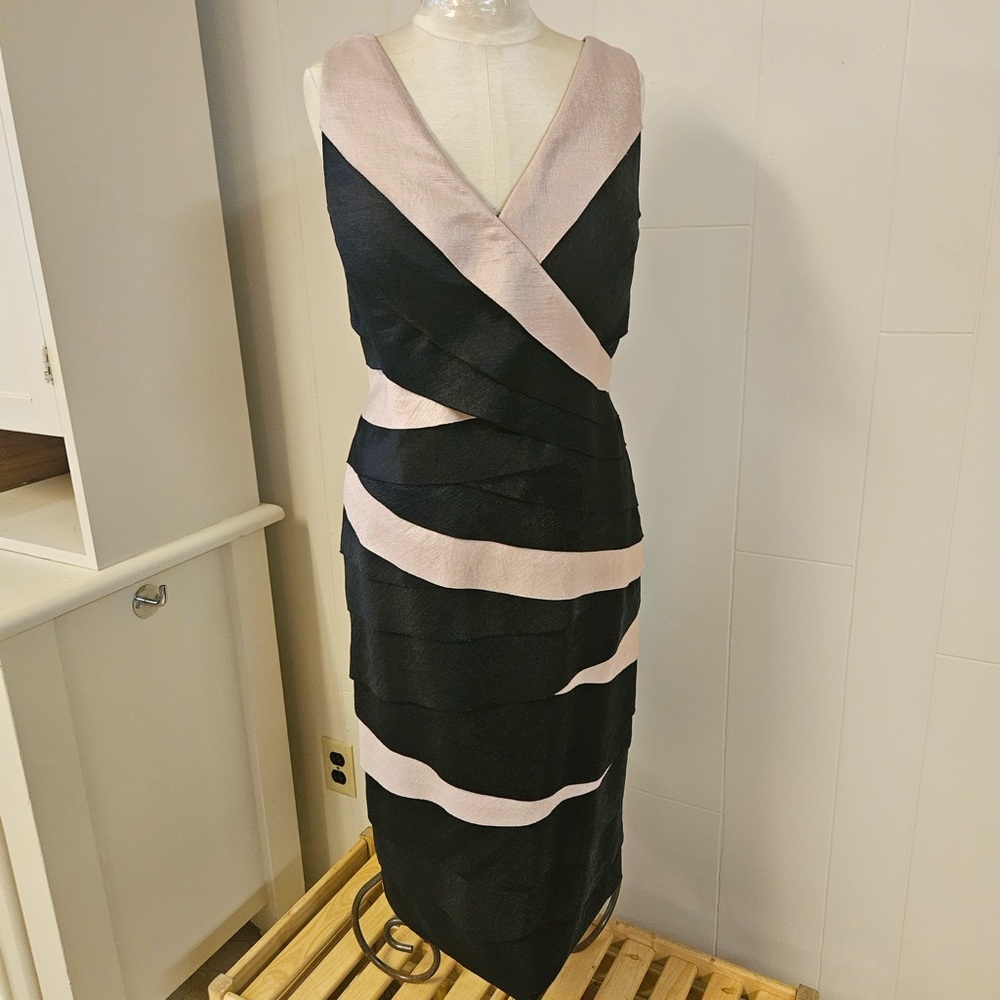 2/$40 New with Tags Black and Champagne Striped Dress
